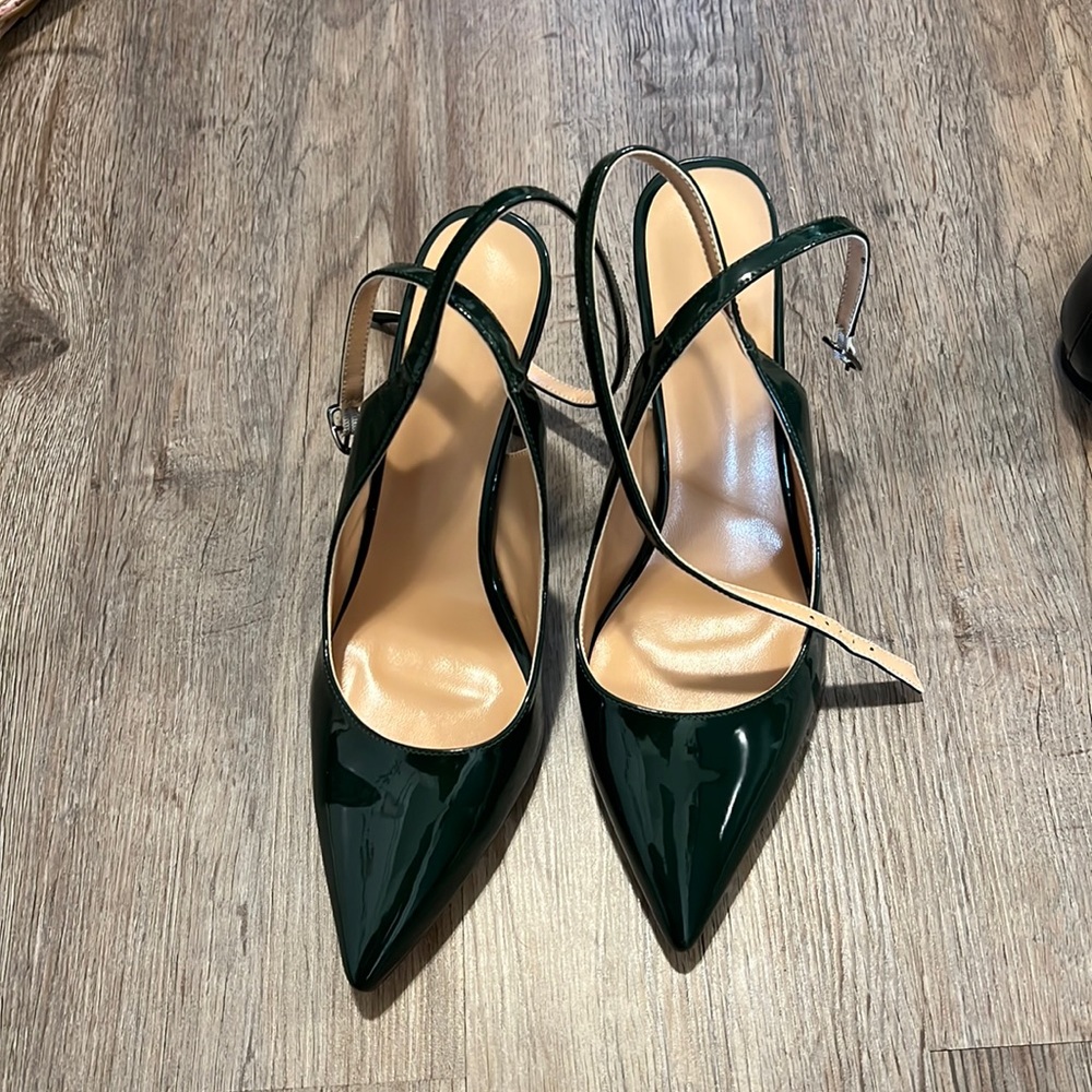 Forest green pumps.